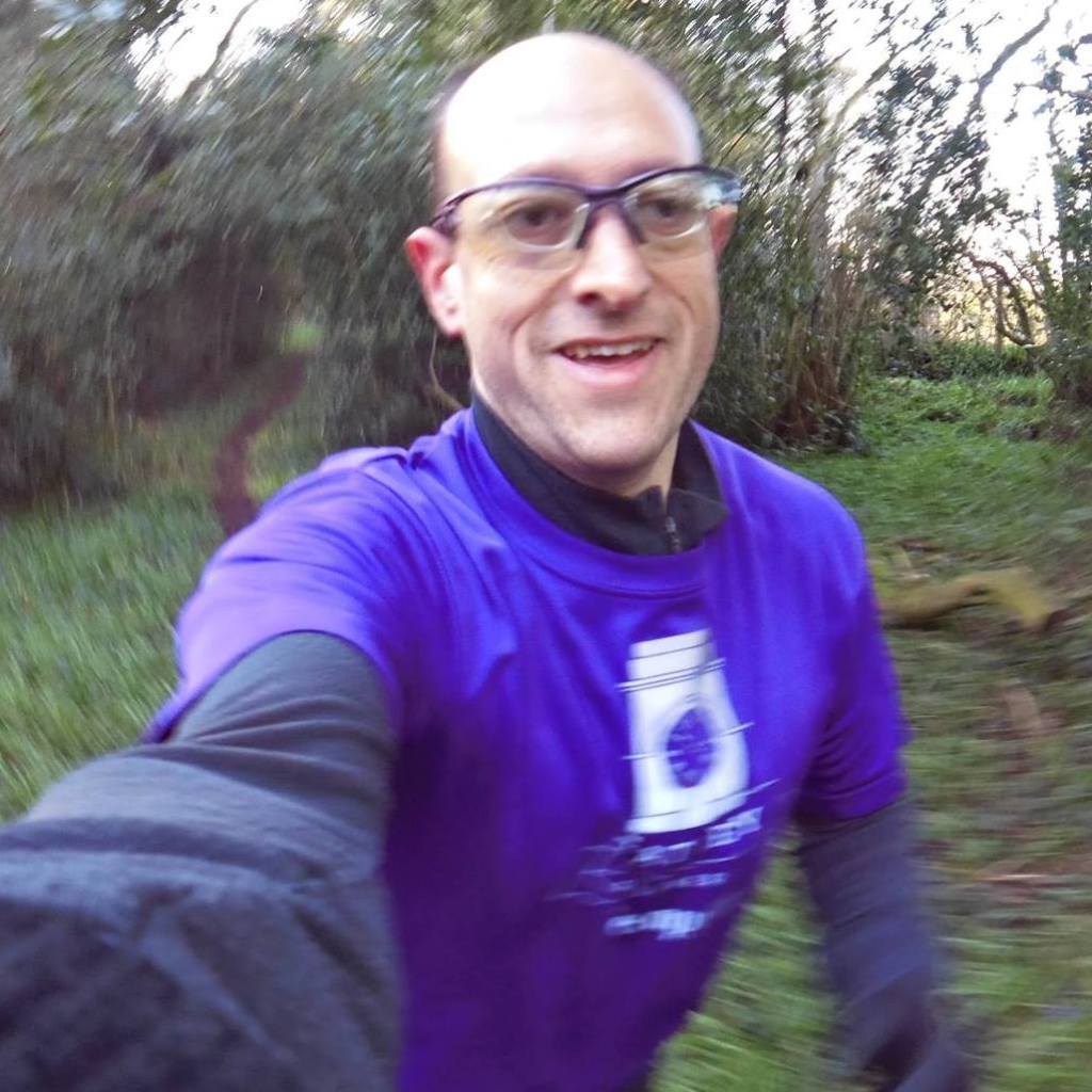 Alex running in some woods