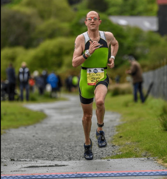 Alex finishing Snowdonia Triathlon